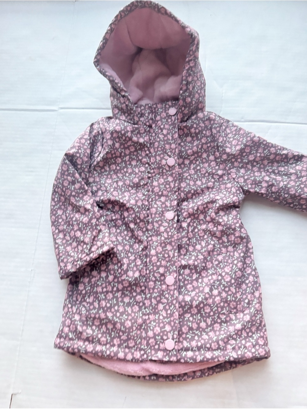 Hunter New Girls  Long Hooded Floral Rain Jacket with Fleece Lining 
Size 2T
NWT